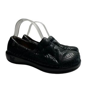 Alegria Black Textured Slip-On Shoes 41